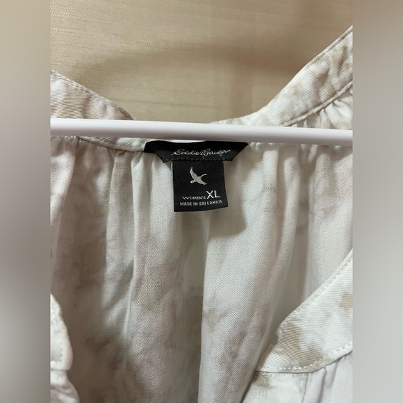 Eddie Bauer 100% Lyocell Boho Peasant Blouse – Soft Neutral Tie Dye, Women’s XL - Picture 3 of 8